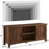 Walker Edison Buren Classic Grooved Door TV Stand for TVs up to 65 Inches, 58 Inch, Solid White(Dark Walnut)