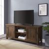 Walker Edison Buren Classic Grooved Door TV Stand for TVs up to 65 Inches, 58 Inch, Solid White(Dark Walnut)