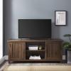 Walker Edison Buren Classic Grooved Door TV Stand for TVs up to 65 Inches, 58 Inch, Solid White(Dark Walnut)