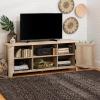 Walker Edison Buren Classic Grooved Door TV Stand for TVs up to 65 Inches, 58 Inch, Solid White(White Oak)