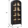 Walker Edison Chantelle Modern Arched 5-Shelf Bookcase with Doors, Curved Top Bookcase Display Shelf for Home Office, Dining Room, Living Spaces, Tempered Glass and Metal Doors, Coastal Oak(Black)