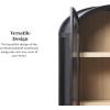 Walker Edison Chantelle Modern Arched 5-Shelf Bookcase with Doors, Curved Top Bookcase Display Shelf for Home Office, Dining Room, Living Spaces, Tempered Glass and Metal Doors, Coastal Oak(Black)