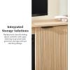 Walker Edison Chloe Reeded TV Stand with Fireplace Insert, 65 Inch, 60 inch, Mocha(Coastal Oak)