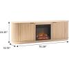 Walker Edison Chloe Reeded TV Stand with Fireplace Insert, 75 Inch, 70 Inch, Mocha(Coastal Oak)