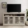 Walker Edison Classic Glass Door Universal TV Stand for TV’s up to 64″ Flat Screen Living Room Storage Cabinet Doors and Shelves Entertainment Center, 58 Inch, White Oak(White Oak)