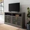 Walker Edison Classic Glass Door Universal TV Stand for TV’s up to 64″ Flat Screen Living Room Storage Cabinet Doors and Shelves Entertainment Center, 58 Inch, White Oak(Slate Grey)