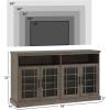 Walker Edison Classic Glass Door Universal TV Stand for TV’s up to 64″ Flat Screen Living Room Storage Cabinet Doors and Shelves Entertainment Center, 58 Inch, White Oak(Slate Grey)