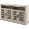 Walker Edison Classic Glass Door Universal TV Stand for TV’s up to 64″ Flat Screen Living Room Storage Cabinet Doors and Shelves Entertainment Center, 58 Inch, White Oak(White Oak)