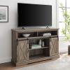 Walker Edison Clayton Farmhouse Sliding Double Barn Door TV Stand for TVs up to 58 Inches, 52 Inch, Rustic Oak(Grey Wash)