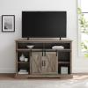 Walker Edison Clayton Farmhouse Sliding Double Barn Door TV Stand for TVs up to 58 Inches, 52 Inch, Rustic Oak(Grey Wash)