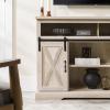 Walker Edison Clayton Farmhouse Sliding Double Barn Door TV Stand for TVs up to 58 Inches, 52 Inch, Rustic Oak(White Oak)