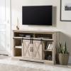 Walker Edison Clayton Farmhouse Sliding Double Barn Door TV Stand for TVs up to 58 Inches, 52 Inch, Rustic Oak(White Oak)