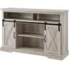 Walker Edison Clayton Farmhouse Sliding Double Barn Door TV Stand for TVs up to 58 Inches, 52 Inch, Rustic Oak(White Oak)