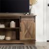 Walker Edison Clayton Farmhouse Sliding Double Barn Door TV Stand for TVs up to 58 Inches, 52 Inch, Rustic Oak(White Oak/ Traditional Brown)