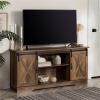 Walker Edison Clayton Farmhouse Sliding Double Barn Door TV Stand for TVs up to 58 Inches, 52 Inch, Rustic Oak(White Oak/ Traditional Brown)