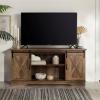Walker Edison Clayton Farmhouse Sliding Double Barn Door TV Stand for TVs up to 58 Inches, 52 Inch, Rustic Oak(White Oak/ Traditional Brown)