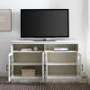 Walker Edison Emelia Classic Detailed Glass Door Tall TV Stand for TVs up to 65 Inches, 58 Inch, Brushed White