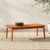 Walker Edison Itha Modern Solid Eucalyptus Outdoor Patio Coffee Table, 46 Inch, Brown(Brown)