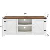Walker Edison Larae Modern Farmhouse Two-Tone Barn Door Stand for TVs up to 65 Inches, Without Fireplace, Rustic Oak/White