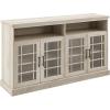 Walker Edison Classic Glass Door Universal TV Stand for TV’s up to 64″ Flat Screen Living Room Storage Cabinet Doors and Shelves Entertainment Center, 58 Inch, White Oak(White Oak)