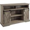 Walker Edison Clayton Farmhouse Sliding Double Barn Door TV Stand for TVs up to 58 Inches, 52 Inch, Rustic Oak(Grey Wash)