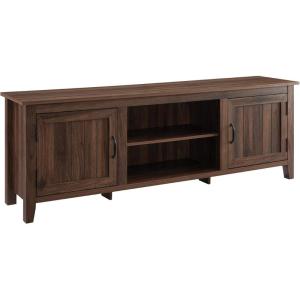 Walker Edison Ashbury Coastal Style Grooved Door TV Stand for TVs up to 80 Inches, 70 Inch, Rustic Oak(Dark Walnut)