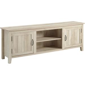 Walker Edison Ashbury Coastal Style Grooved Door TV Stand for TVs up to 80 Inches, 70 Inch, Rustic Oak(White Oak)