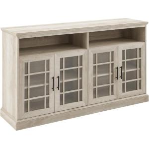 Walker Edison Classic Glass Door Universal TV Stand for TV’s up to 64″ Flat Screen Living Room Storage Cabinet Doors and Shelves Entertainment Center, 58 Inch, White Oak(White Oak)