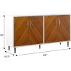Walker Edison Fehr Modern 4 Door Bookmatch Buffet, 58 Inch, White(White/Teak)