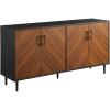 Walker Edison Fehr Modern 4 Door Bookmatch Buffet, 58 Inch, White(Acorn/Black)