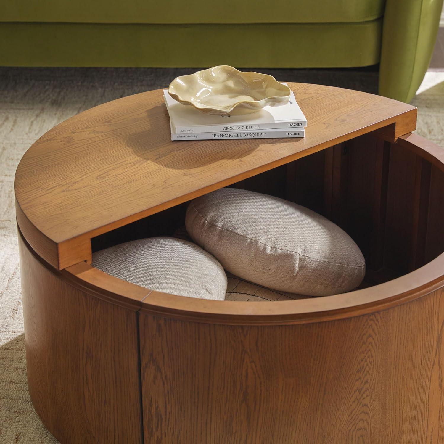 imageWalker Edison Maya Modern Solid Oak Wood Veneer Coffee Table with Storage 36 Inch Medium Brown OakMedium Brown