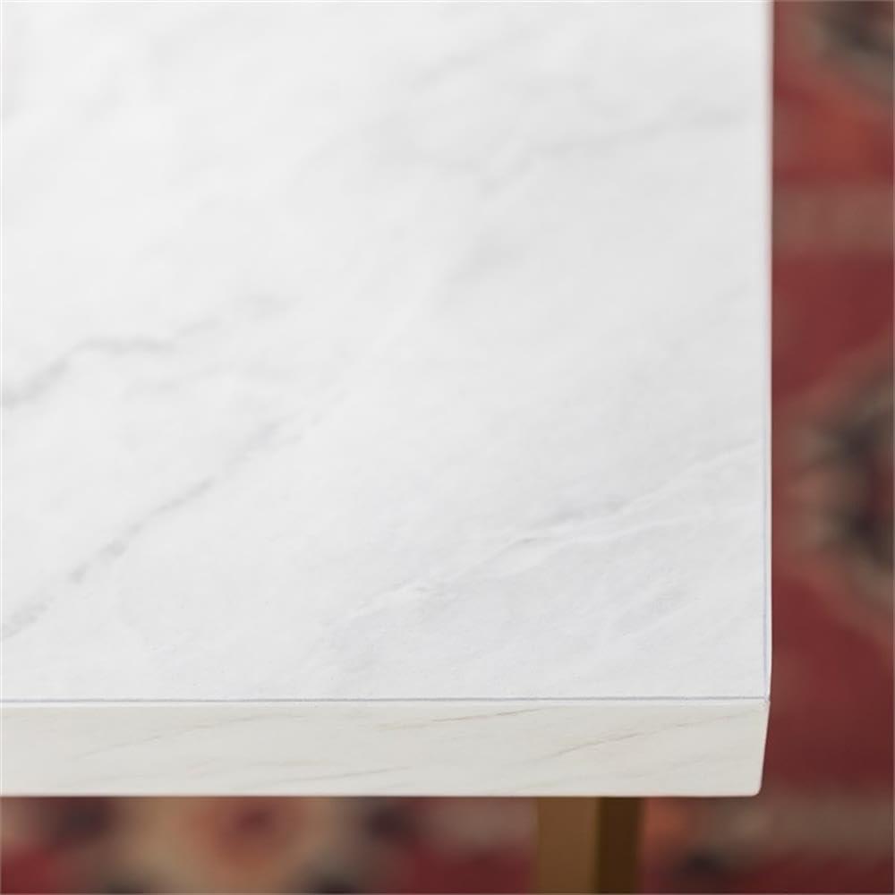 imageWalker Edison Mid Century Modern Marble Gold Rectangle Coffee Table Living Room Accent Ottoman Storage Shelf 42 Inch Marble and GoldMarbleGold