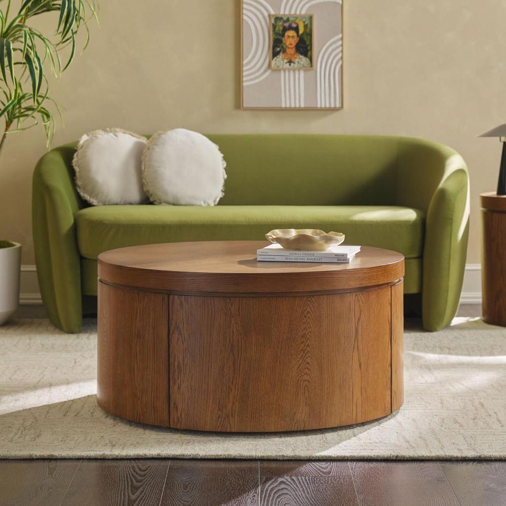 imageWalker Edison Maya Modern Solid Oak Wood Veneer Coffee Table with Storage 36 Inch Medium Brown OakMedium Brown