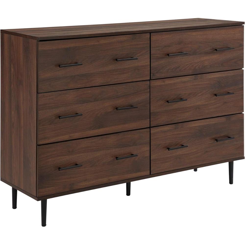 imageWalker Edison Mila Modern 6 Drawer Storage Dresser 52 Inch Dark Walnut