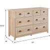 Modern Farmhouse 6-Drawer Framed Dresser with Half-Moon Handles, 52 Inch, White Oak(White Oak-t)