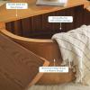 Walker Edison Maya Modern Solid Oak Wood Veneer Coffee Table with Storage, 36 Inch, Medium Brown Oak(Medium Brown)