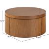 Walker Edison Maya Modern Solid Oak Wood Veneer Coffee Table with Storage, 36 Inch, Medium Brown Oak(Medium Brown)