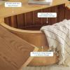 Walker Edison Maya Modern Solid Oak Wood Veneer Coffee Table with Storage, 36 Inch, Medium Brown Oak(White Oak)