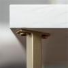 Walker Edison Mid Century Modern Marble Gold Rectangle Coffee Table Living Room Accent Ottoman Storage Shelf, 42 Inch, Marble and Gold(Marble/Gold)