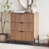 Walker Edison Mid-Century 3-Drawer Chest with Reeded Drawer Fronts, 35 ⅜ Inch, Mocha(Mocha)
