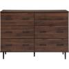 Walker Edison Mila Modern 6 Drawer Storage Dresser, 52 Inch, Dark Walnut