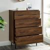 Walker Edison Modern 4-Drawer Dresser with Tapered Metal Legs – Dark Walnut