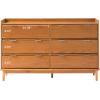 Walker Edison Polay Modern Solid Wood 6-Drawer Dresser with Gallery-Top 55 Inch Caramel