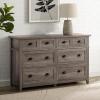 Modern Farmhouse 6-Drawer Framed Dresser with Half-Moon Handles, 52 Inch, White Oak(Grey Wash-t)