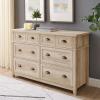 Modern Farmhouse 6-Drawer Framed Dresser with Half-Moon Handles, 52 Inch, White Oak(White Oak-t)