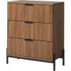 Walker Edison Mid-Century 3-Drawer Chest with Reeded Drawer Fronts, 35 ⅜ Inch, Mocha(Mocha)
