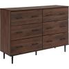 Walker Edison Mila Modern 6 Drawer Storage Dresser, 52 Inch, Dark Walnut