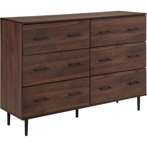 Walker Edison Mila Modern 6 Drawer Storage Dresser, 52 Inch, Dark Walnut