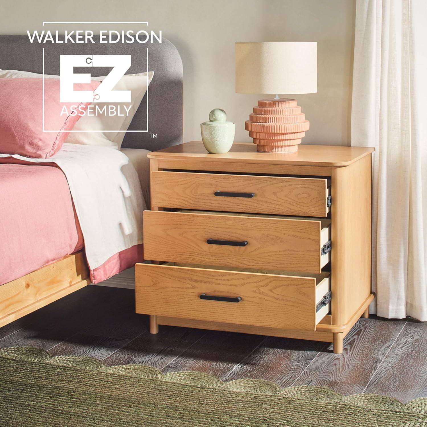 imageWalker Edison Contemporary Solid Red Oak Veneer 3Drawer Chest Easy to Assemble Drawers Storage for Bedroom 3Drawer Nightstand 3025 Inch English OakEnglish Oak