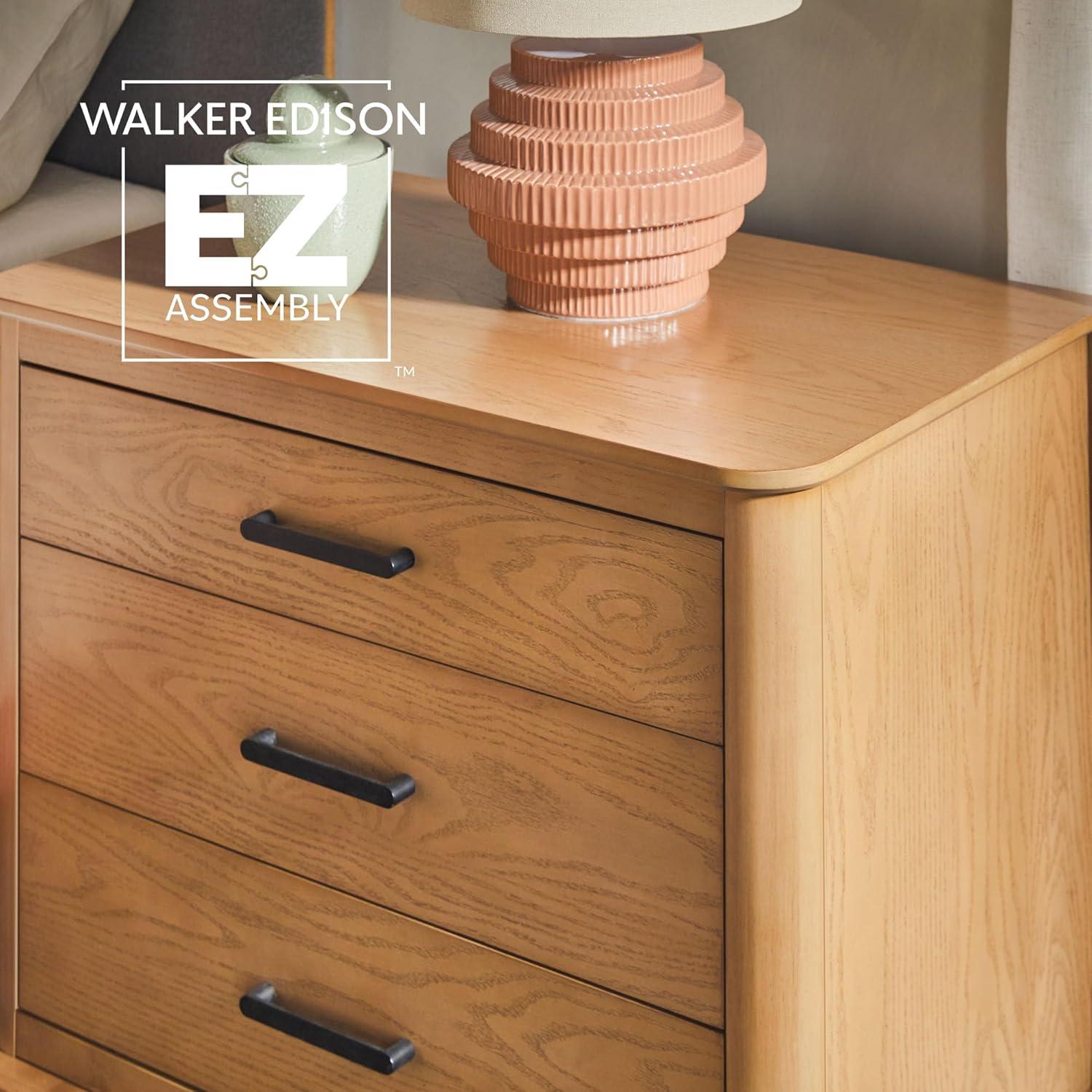imageWalker Edison Contemporary Solid Red Oak Veneer 3Drawer Chest Easy to Assemble Drawers Storage for Bedroom 3Drawer Nightstand 3025 Inch English OakEnglish Oak